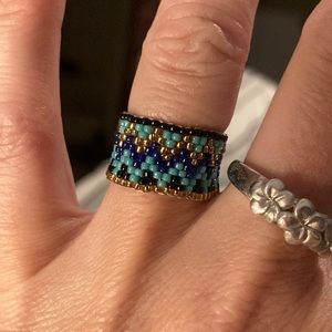 Gorgeous hand beaded ring from bali size 6/7
